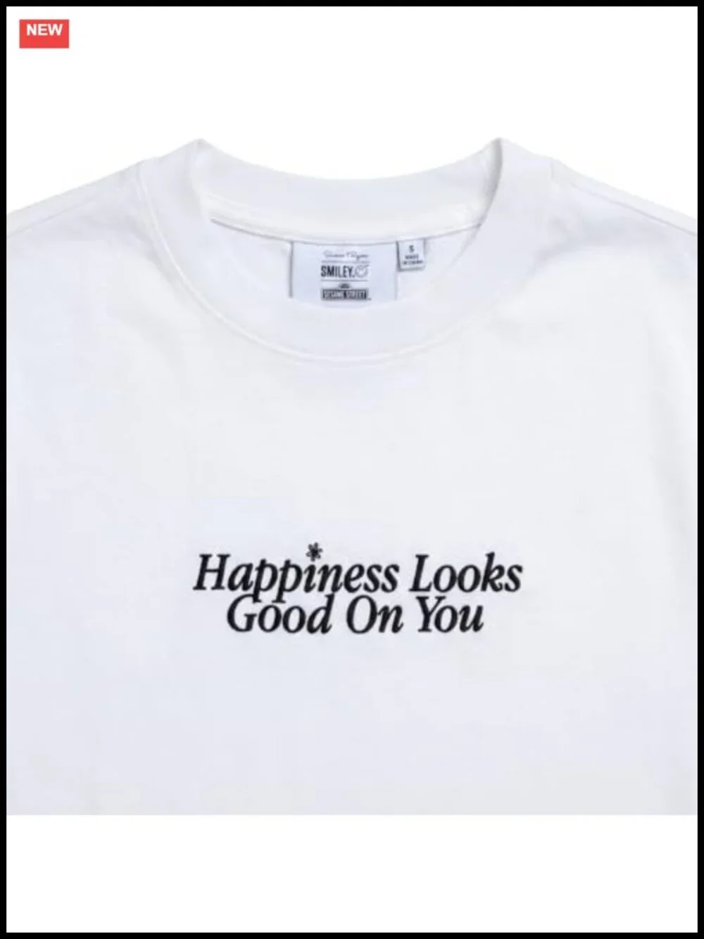 Oversized Graphic Tee Sesame Street Smiley Cotton Blend Crew Neck